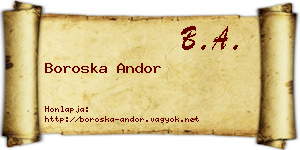 Boroska Andor névjegykártya